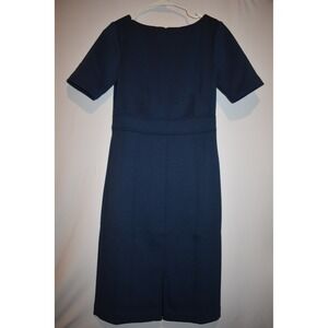 NWT Womens Ann Taylor "The Seamed Sheath Dress in Double Knit" Navy Blue Midi